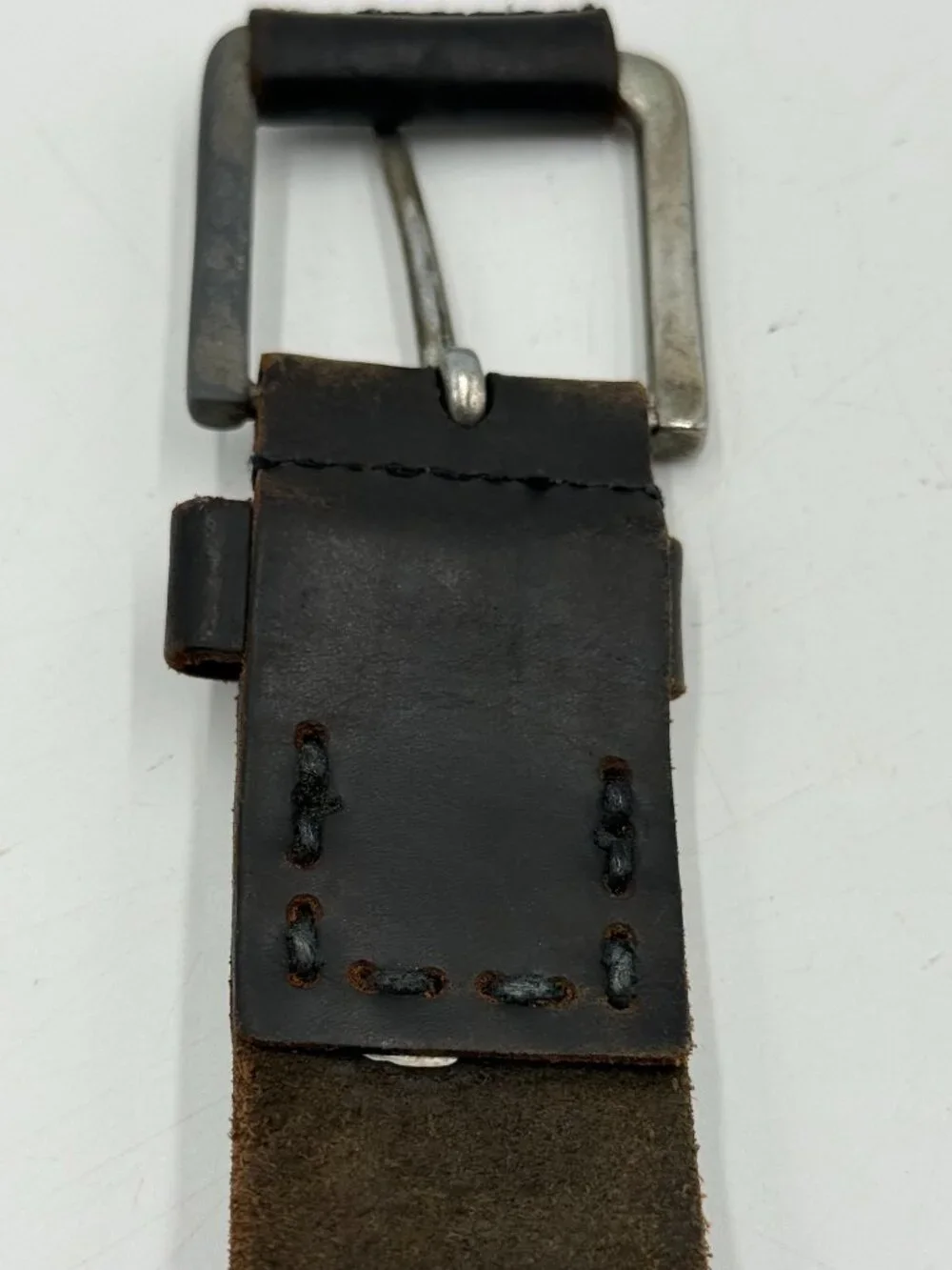 Timberland Genuine Leather Belt Size 36 Brown Silver Buckle 1.5